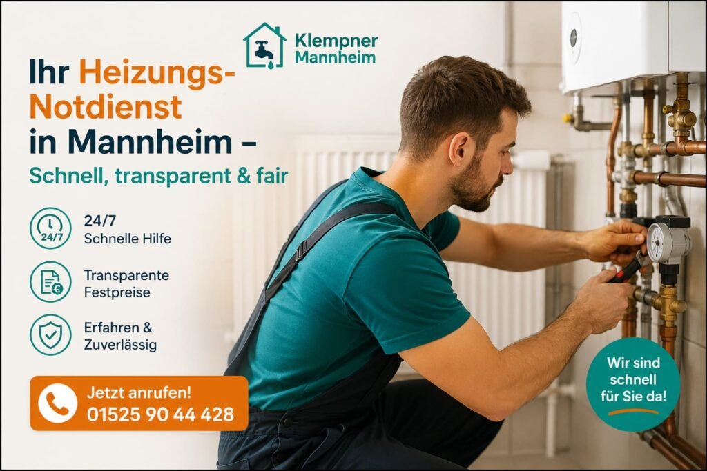 Heizungs-Notdienst in Mannheim – Fachmonteur repariert eine defekte Heizungsanlage schnell und zuverlässig.