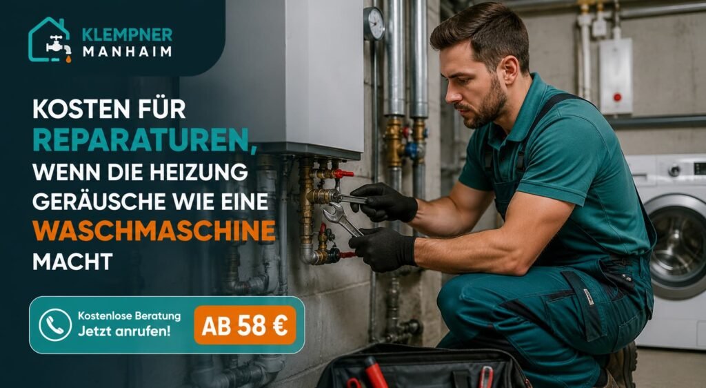 Heizungsmonteur repariert eine laute Heizung wegen ungewöhnlicher Geräusche.
