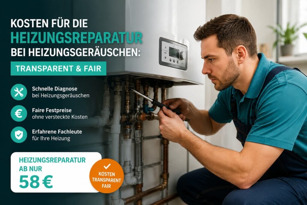Klempner repariert eine laute Heizungsanlage und behebt Heizungsgeräusche fachgerecht.