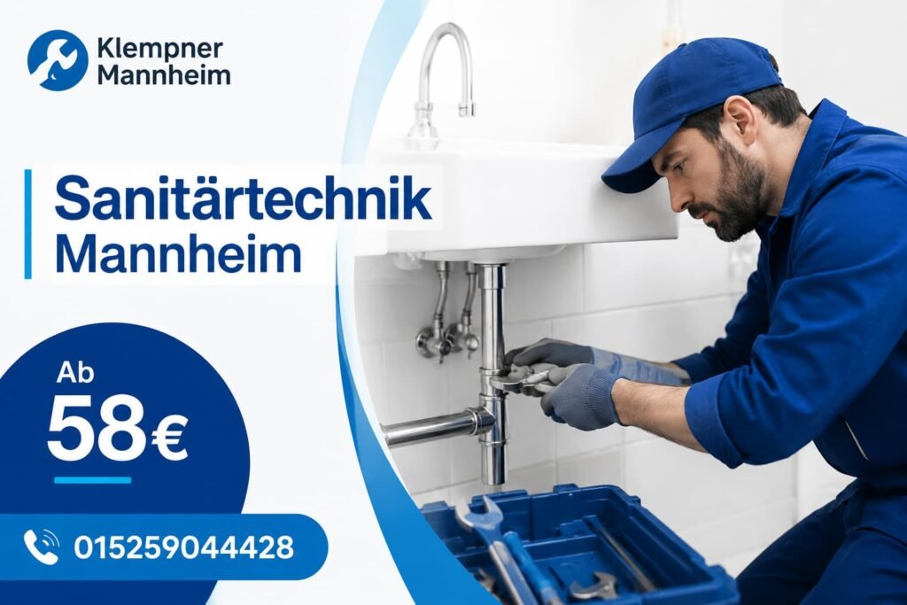 Professioneller Handwerker repariert ein Waschbecken in einem Badezimmer
