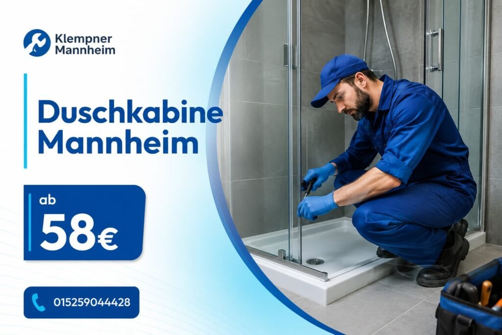 Professioneller Sanitärtechniker bei der Reparatur einer modernen Duschanlage