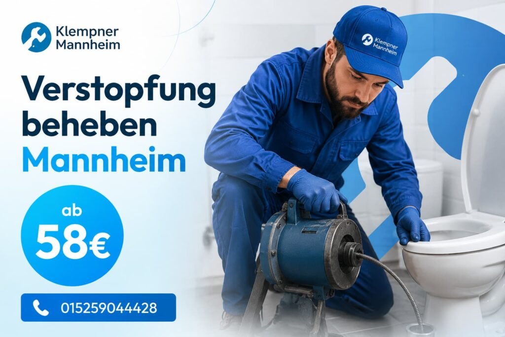 Professioneller Klempner bei der Rohrreinigung in Mannheim