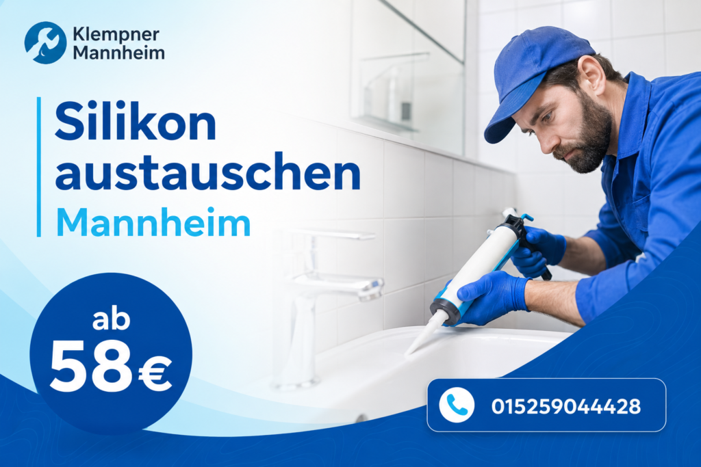 Facharbeiter bei der Erneuerung von Badezimmerfugen