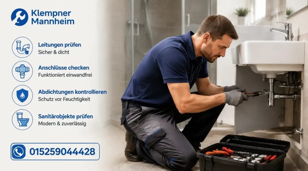 Fachmann bei der Reparatur von Sanitäranlagen im Badezimmer