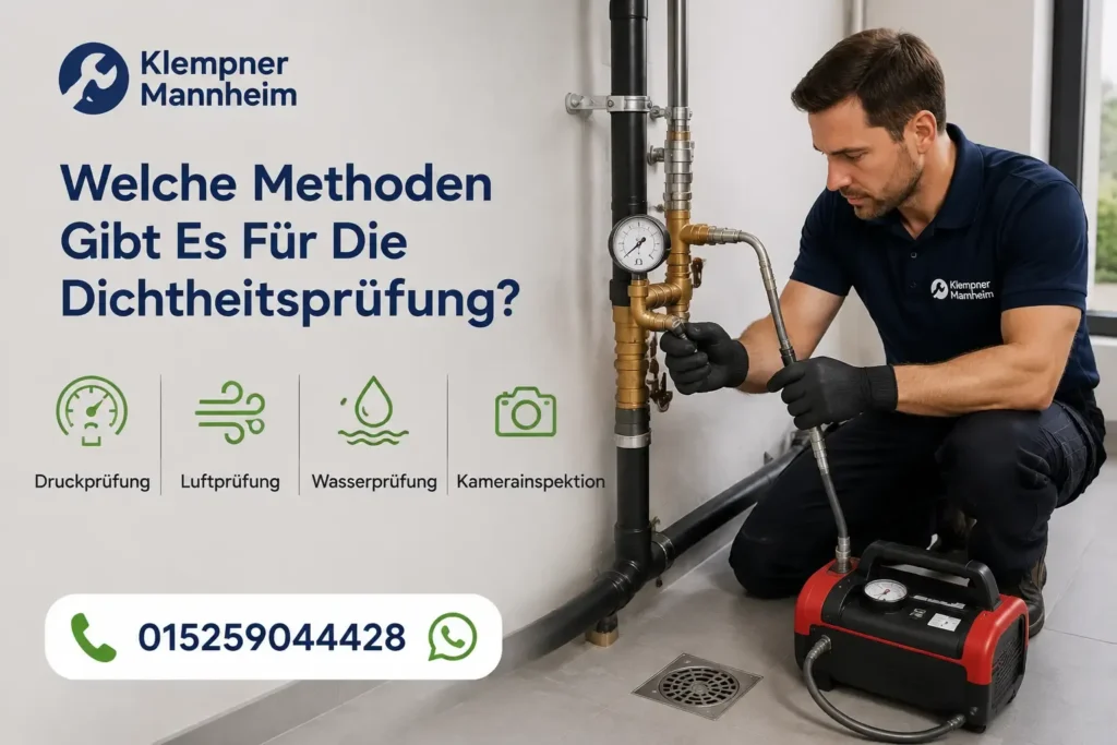 Professioneller Sanitärtechniker bei der Leckagekontrolle in Mannheim