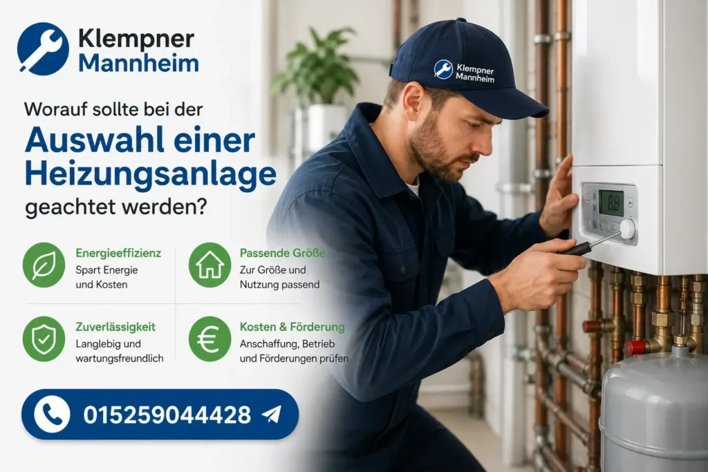 Fachkraft bei der Wartung einer modernen Heizungsanlage
