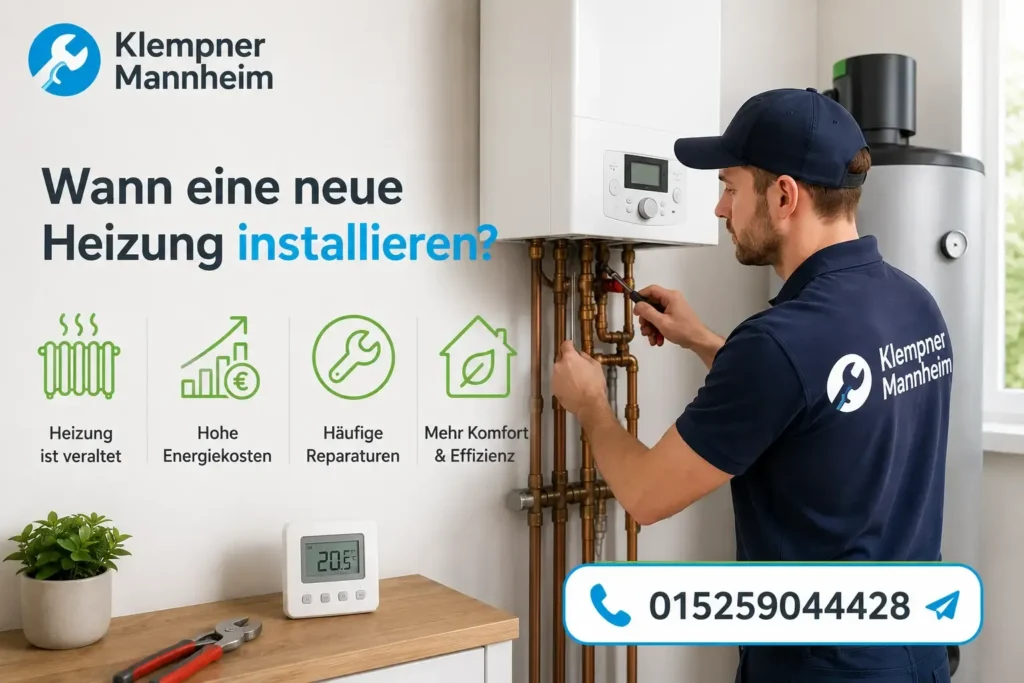 Techniker bei der Wartung einer Heizungsanlage