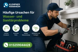 Klempner bei der Reparatur eines Wasserrohrs im Badezimmer