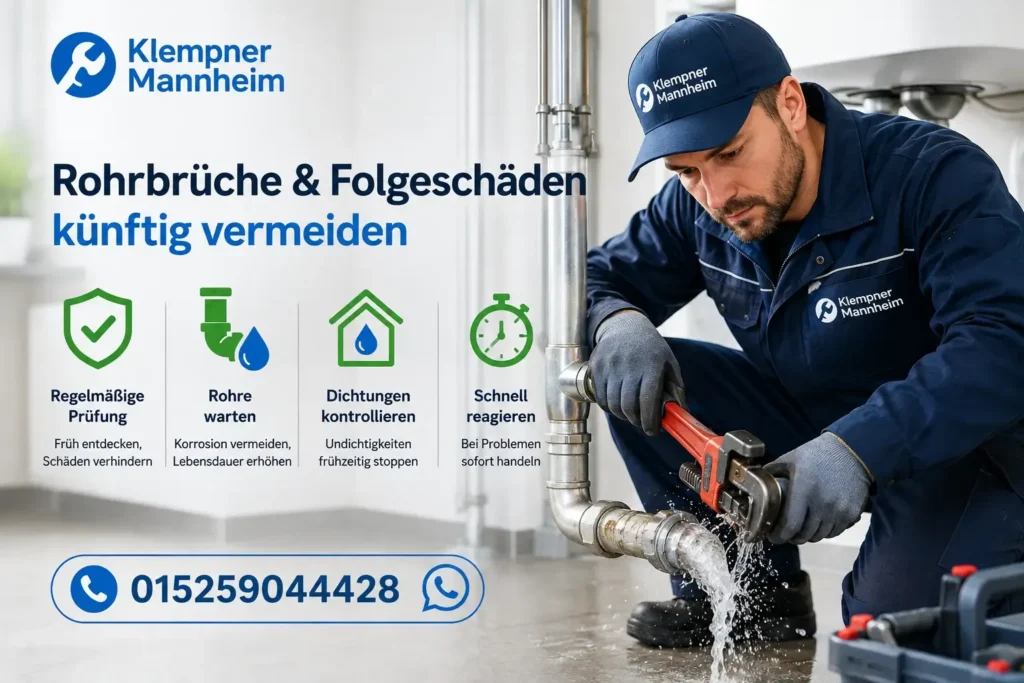 Fachmann repariert ein undichtes Rohr in einem Badezimmer.