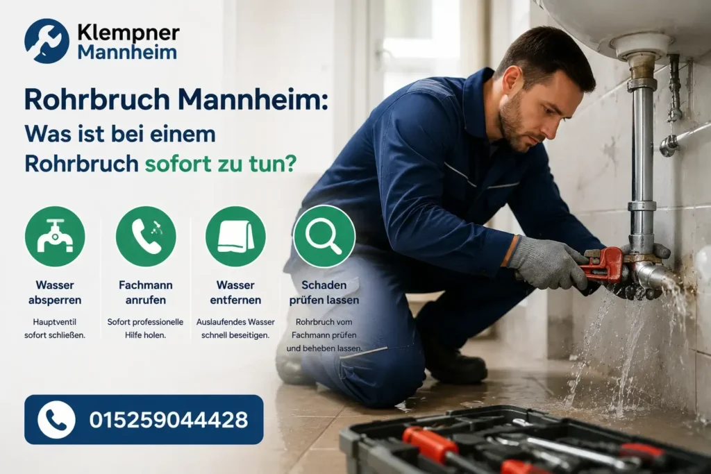Klempner repariert ein beschädigtes Wasserrohr.