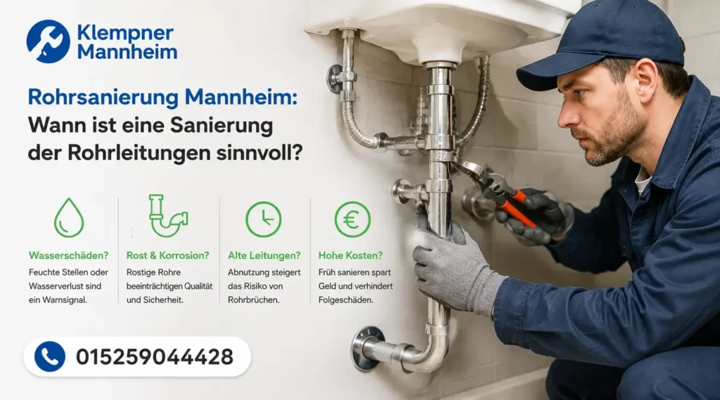 Klempner bei der Reparatur von Rohrleitungen unter einem Waschbecken
