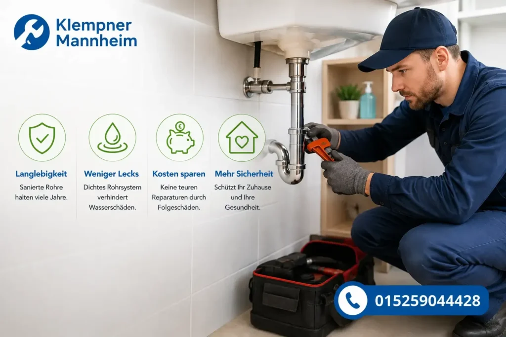 Klempner bei der Reparatur eines Rohrsystems