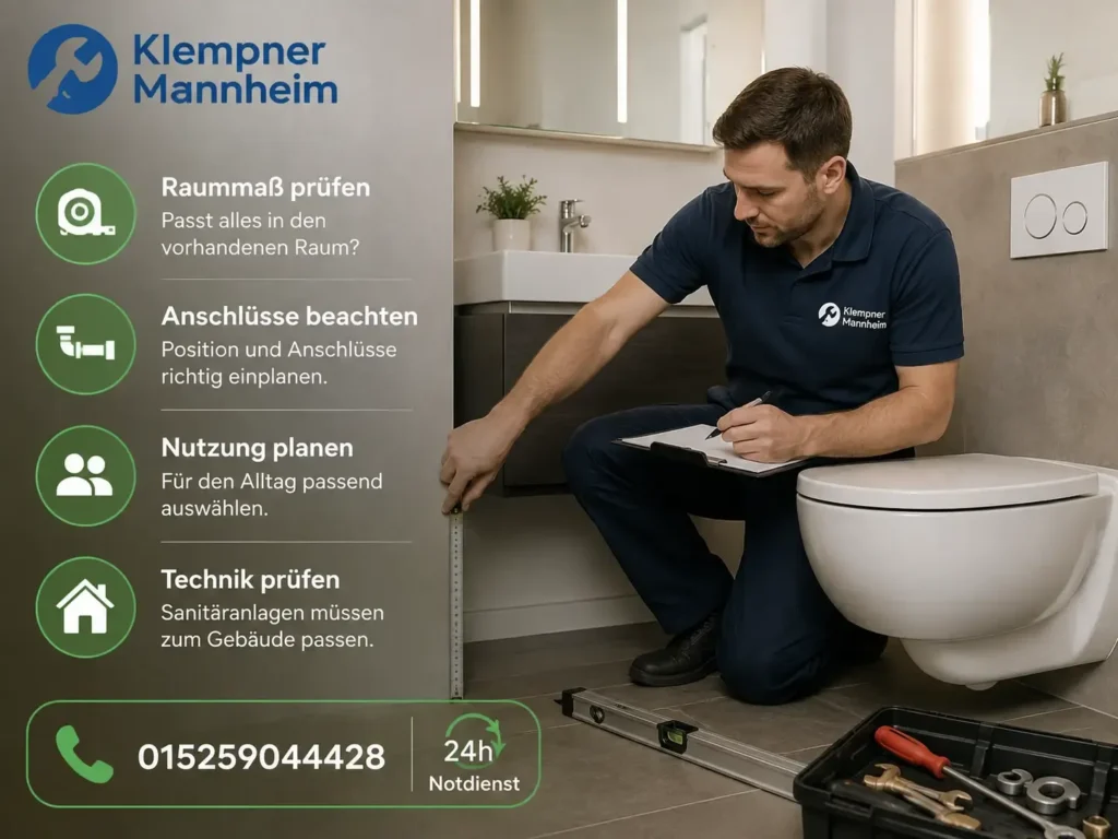 Fachmann prüft Sanitäranlagen im modernen Badezimmer.