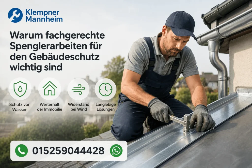 Fachmann repariert Dach und schützt das Gebäude vor Wasserschäden.