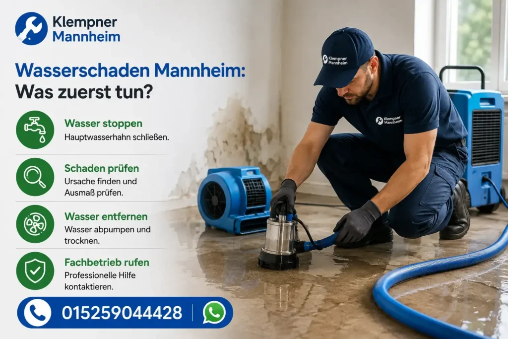 Fachmann bei der Beseitigung eines Wasserschadens